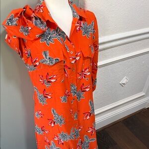NY Collection Orange Floral Midi Dress